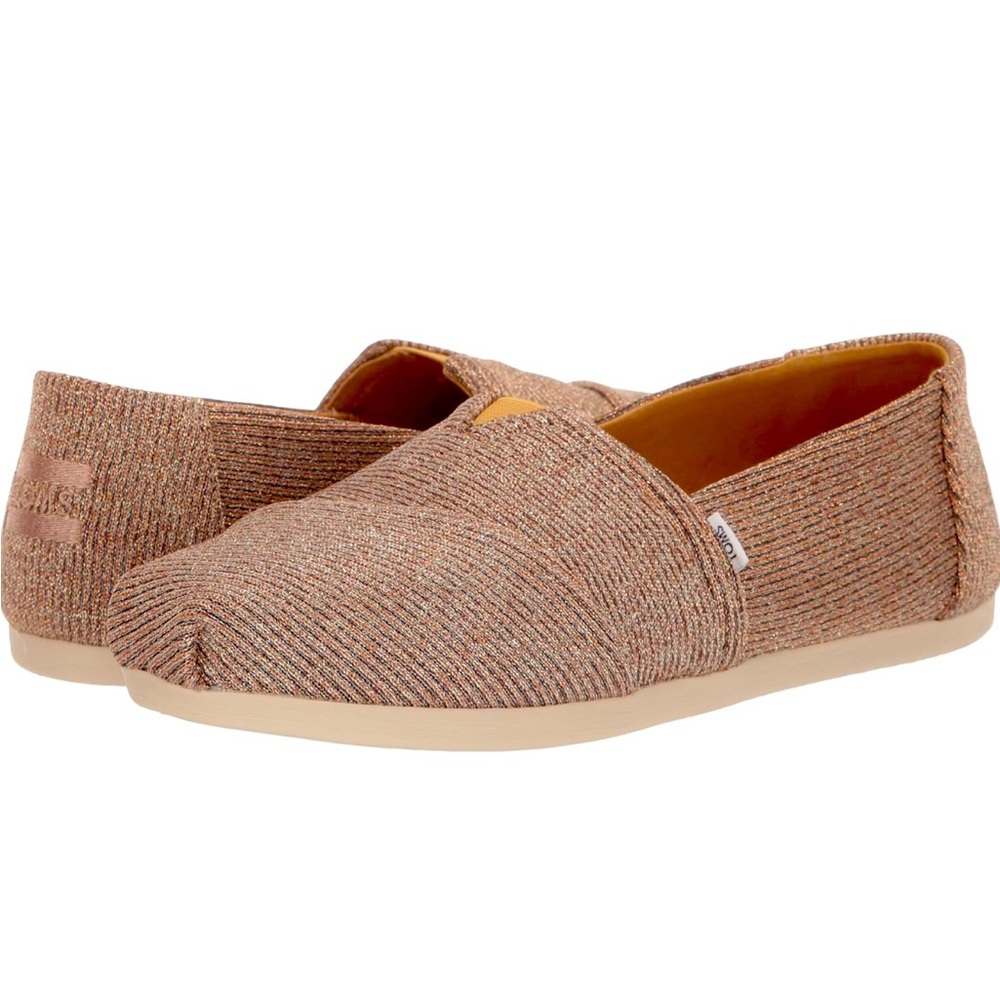TOMS Rose Gold Sparkle Knit Alpargata Cloudbound W10